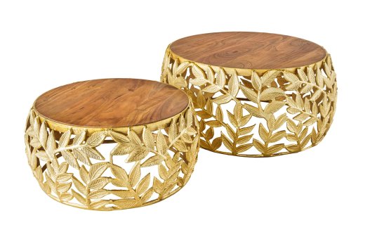 Couchtisch Oman 2er Set Gold Akazie