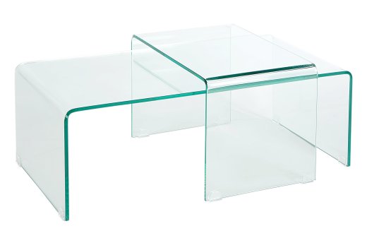 Couchtisch Lecce 2er Set Grünlich Transparent
