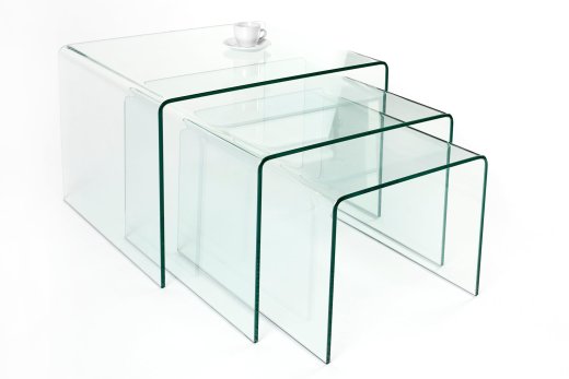 Couchtisch Lecce 3er Set Grünlich Transparent