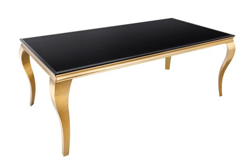 Esstisch Barock London 200cm Opalglas Schwarz Gold
