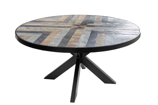 Esstisch Paris Ø120cm Natur Mehrfarbig Steinoptik