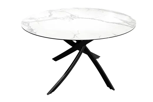 Esstisch Addis Rund Keramik Marmoroptik Weiss