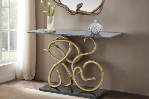 Konsole Cairo Snake 115cm Gold Schwarz
