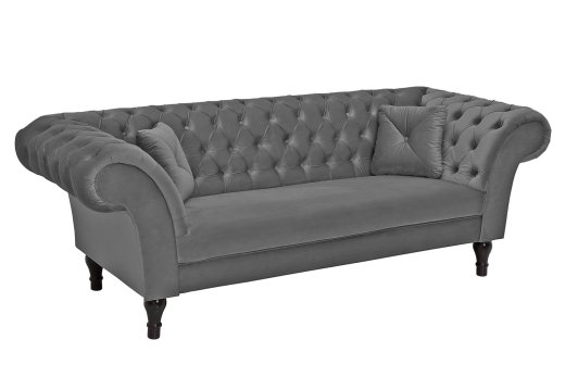 Sofa London 225cm Samt Silbergrau